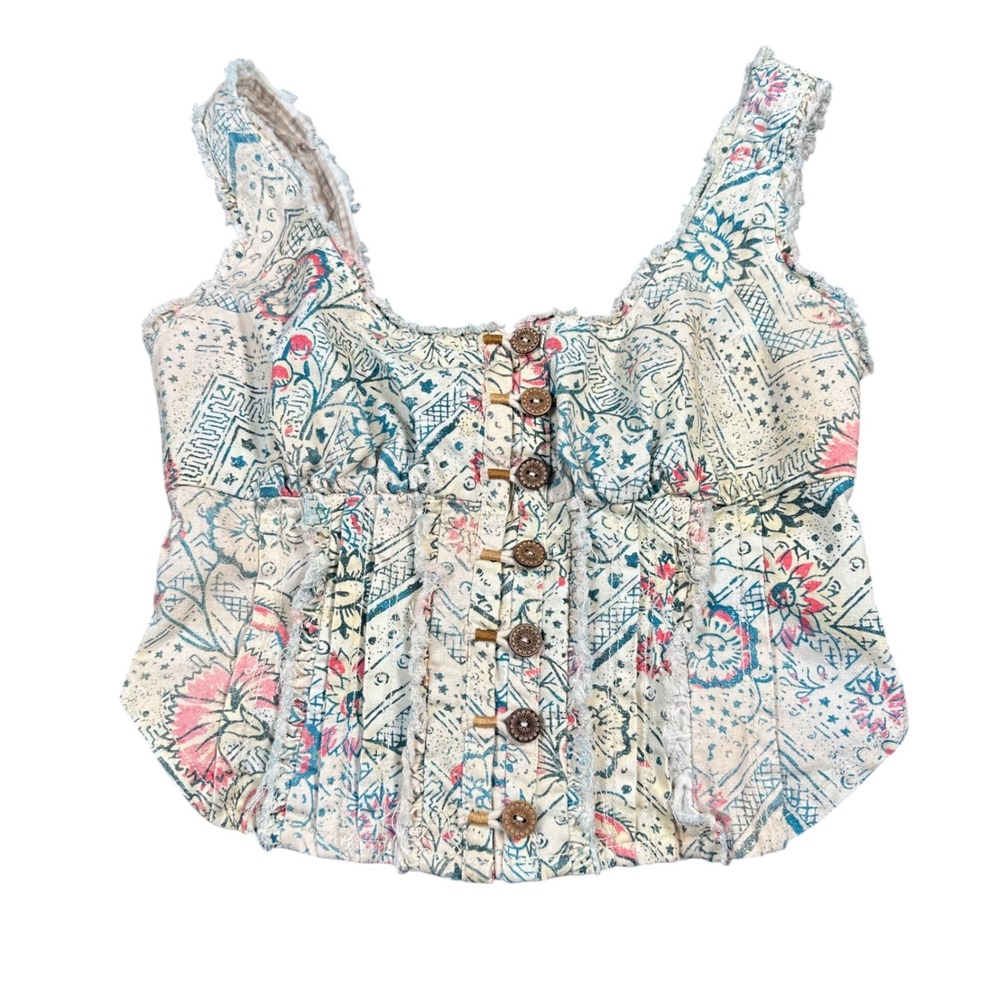 Pilcro Anthropologie Corset Style Top Sleeveless Patchwork XS
